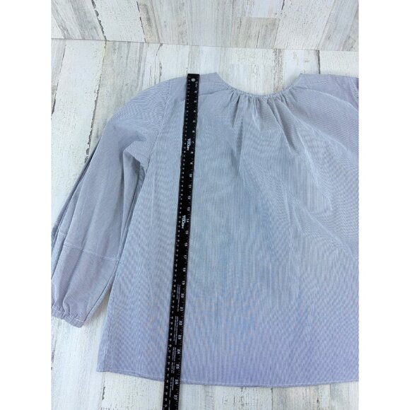 Ann Mashburn Meryl Shirt Sz L Blue Stripe Blouse - Picture 13 of 14